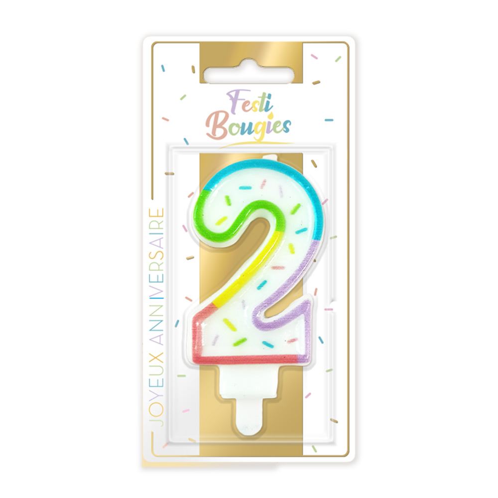Bougie chiffre pastel 2/