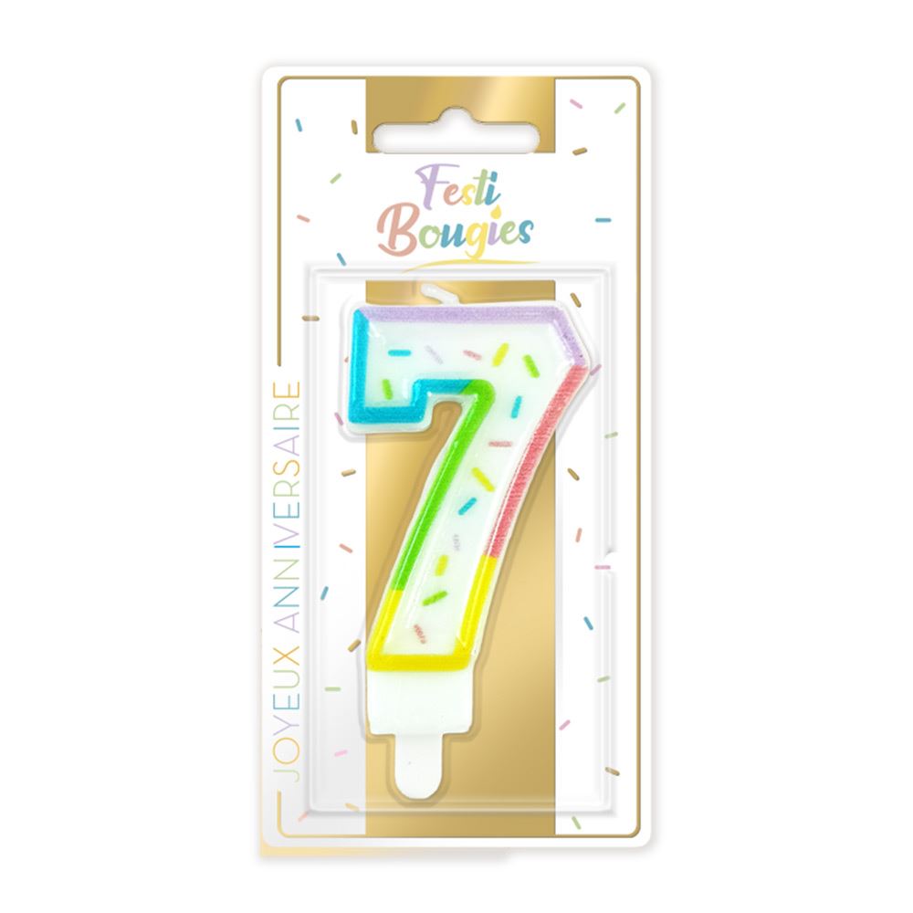 Bougie chiffre pastel 7