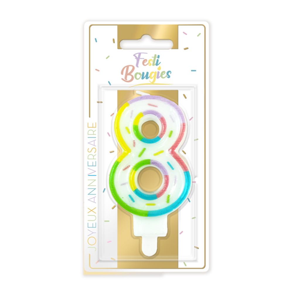 Bougie chiffre pastel 8