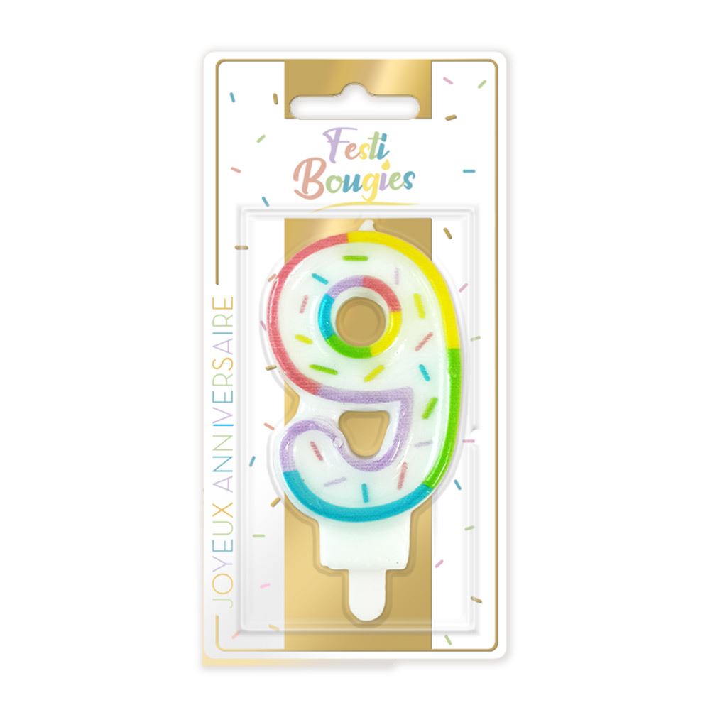 Bougie chiffre pastel 9