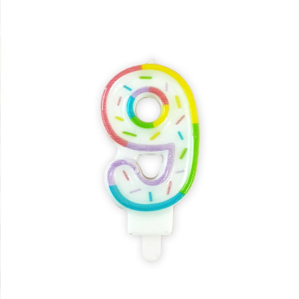 Bougie chiffre pastel 9