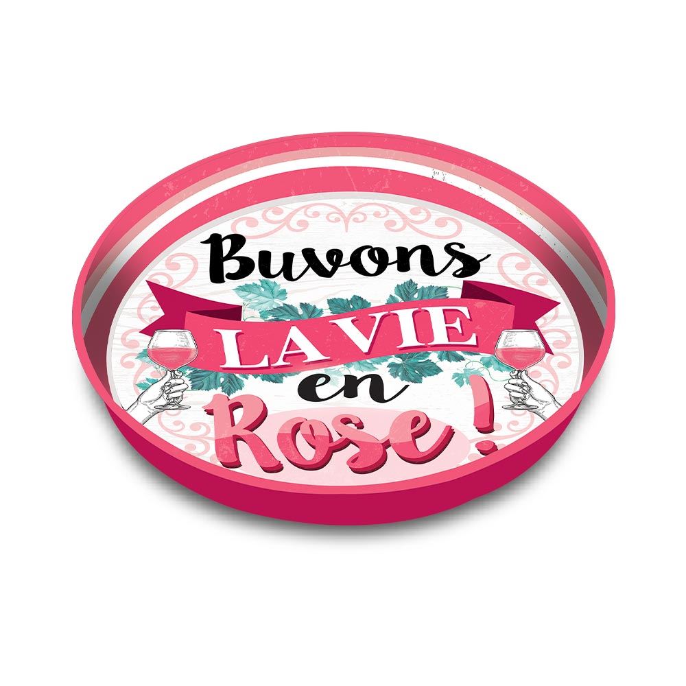 Plateau metal "la vie en rose"