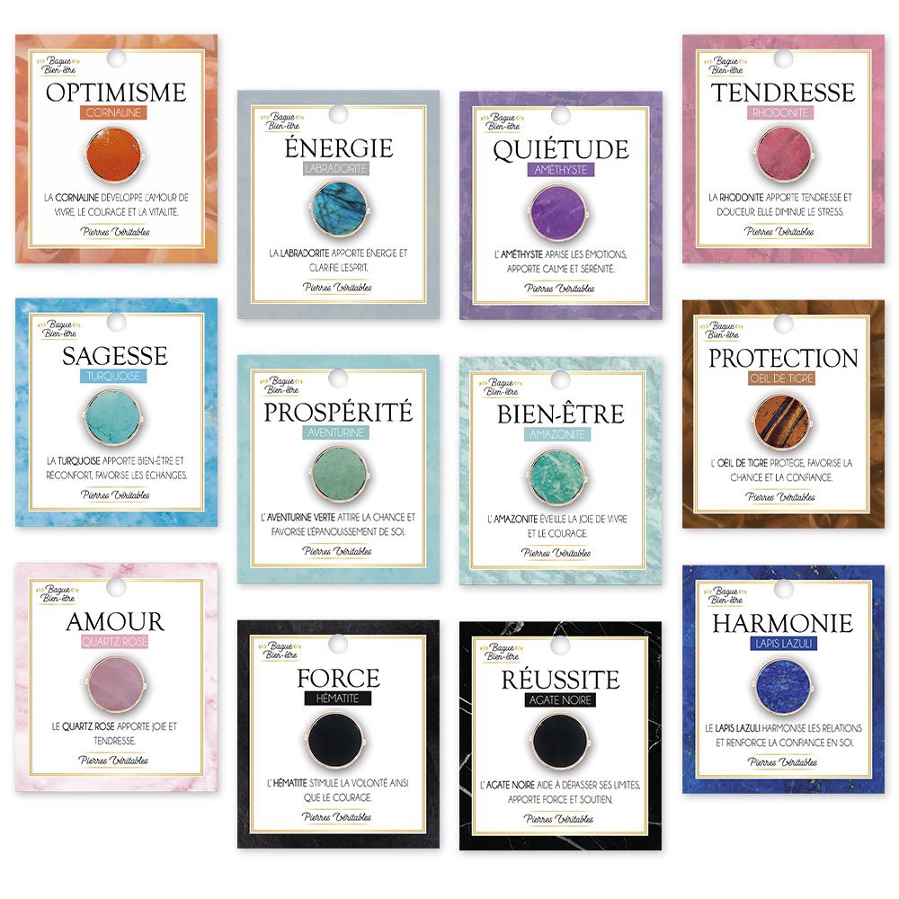 Bague ajustable vertus 12mods /72pcs