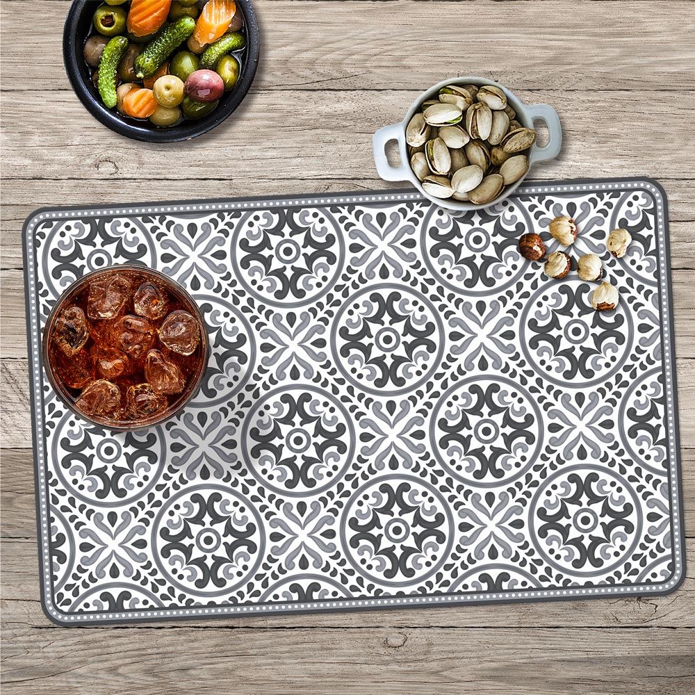 Set de table pvc carreaux noirs