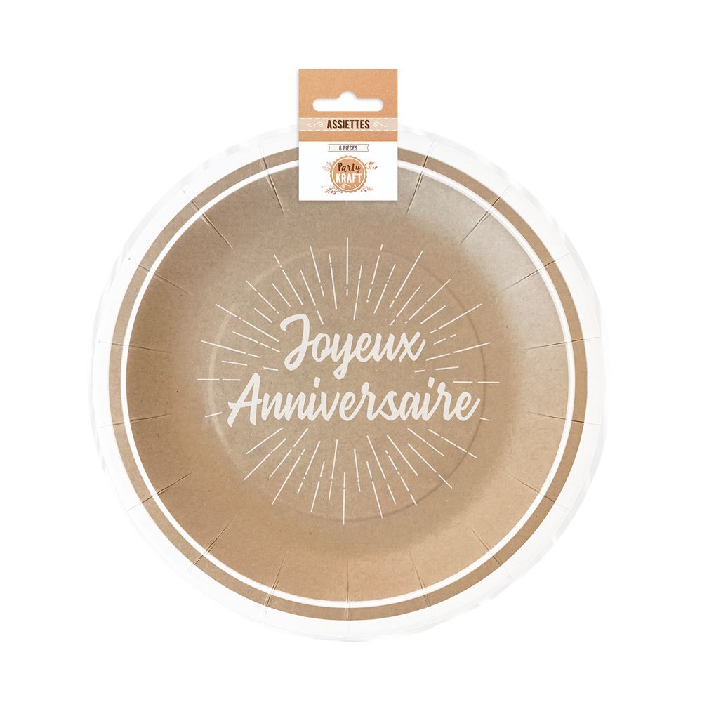 Pack 6 assiettes party kraft/