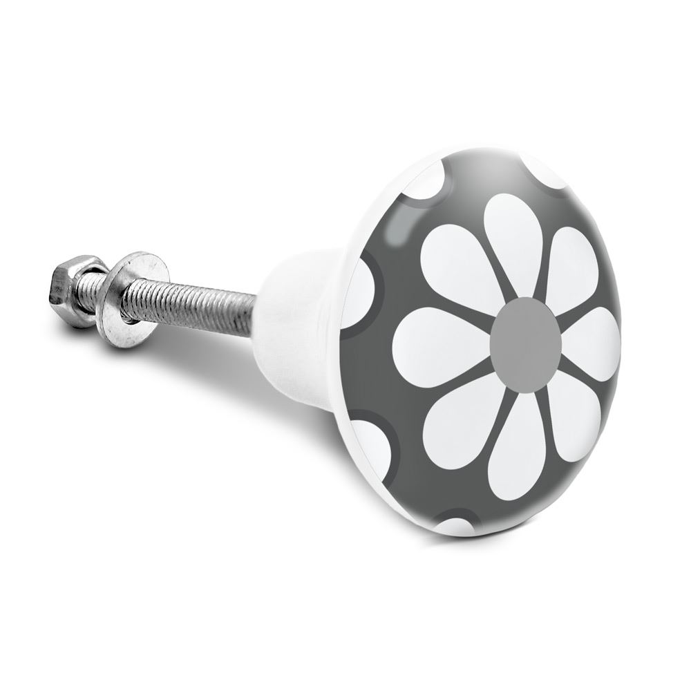 Bouton de meuble carreau gris