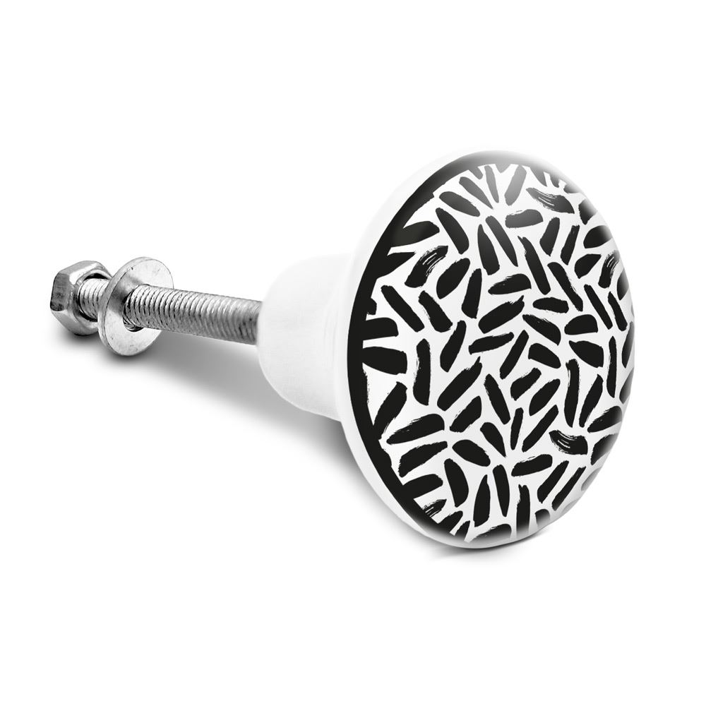 Bouton de meuble motif traits noirs
