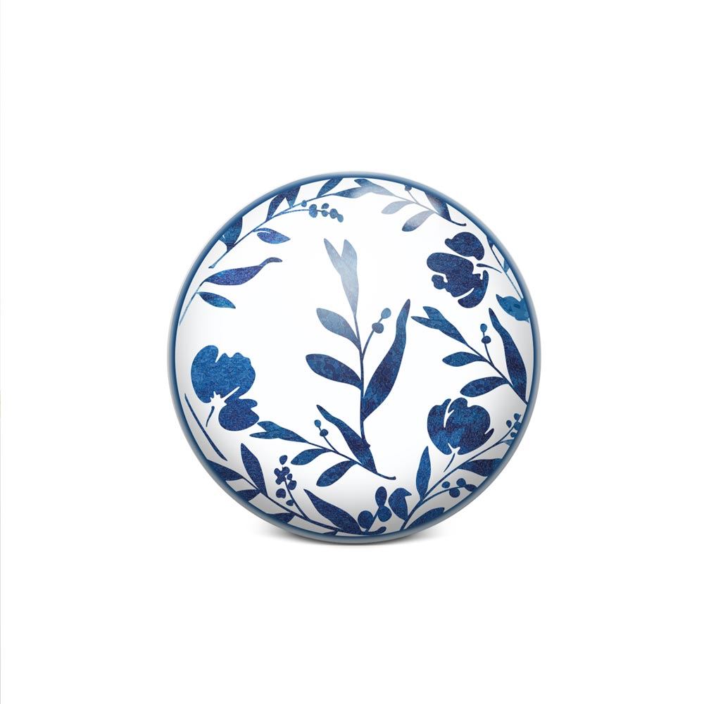 Bouton de meuble fleurs bleues