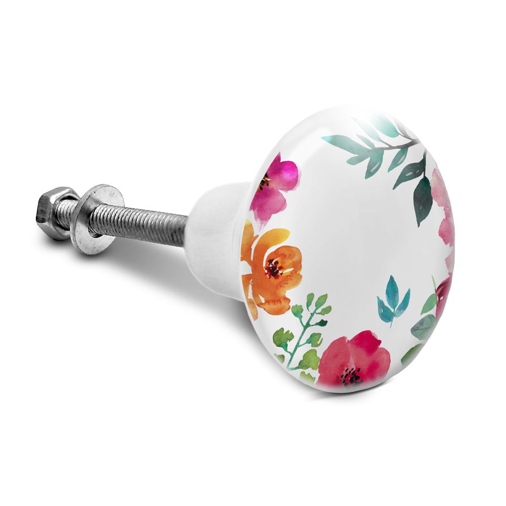 Bouton de meuble fleurs aquarelles