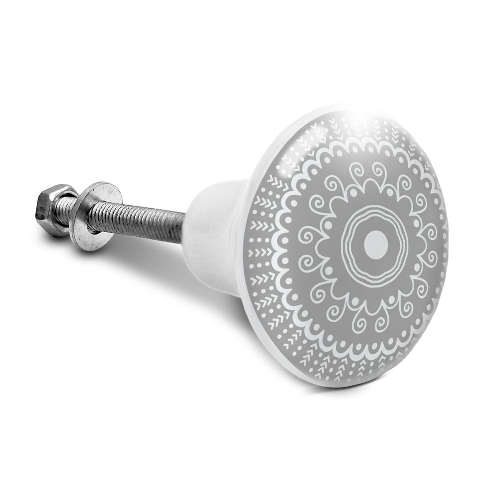 Bouton de meuble mandala gris
