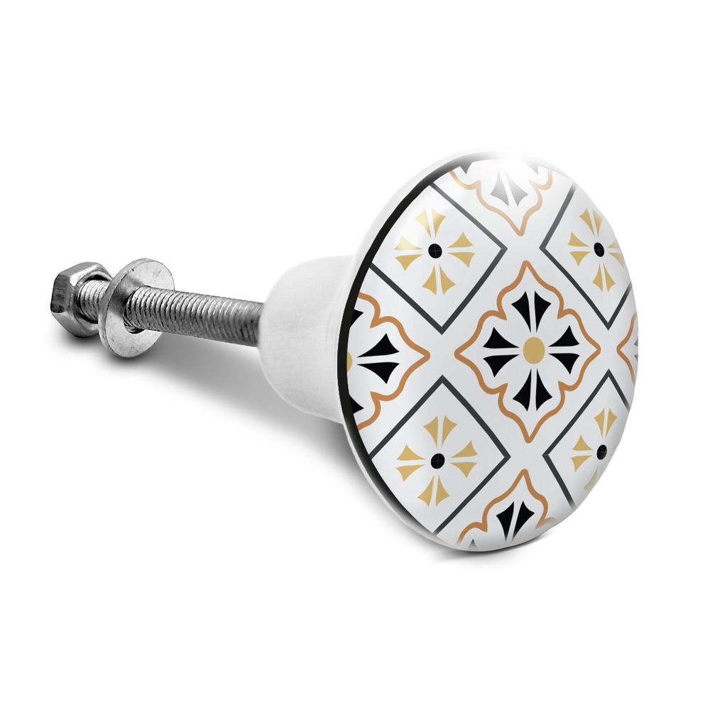 Bouton de meuble carreau noir beige