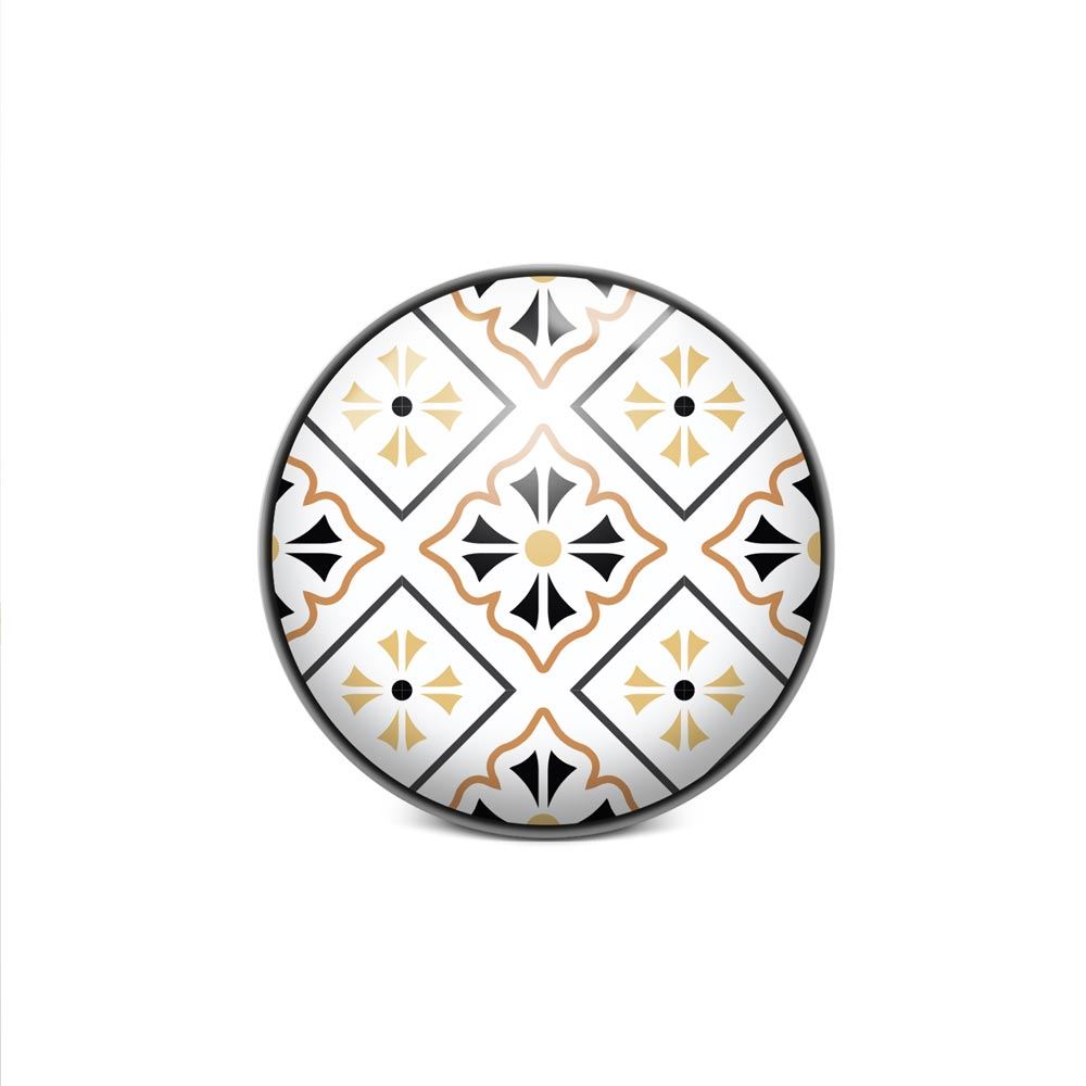 Bouton de meuble carreau noir beige