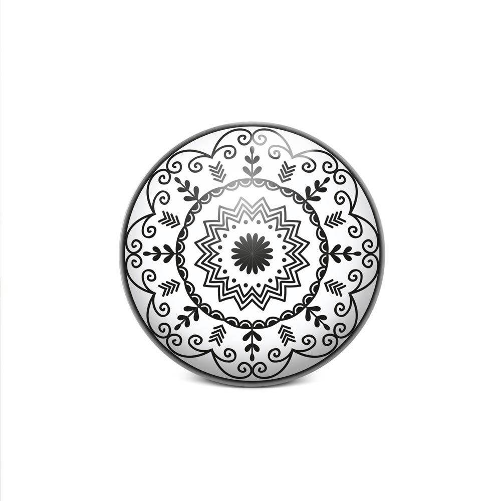 Bouton de meuble mandala blanc noir