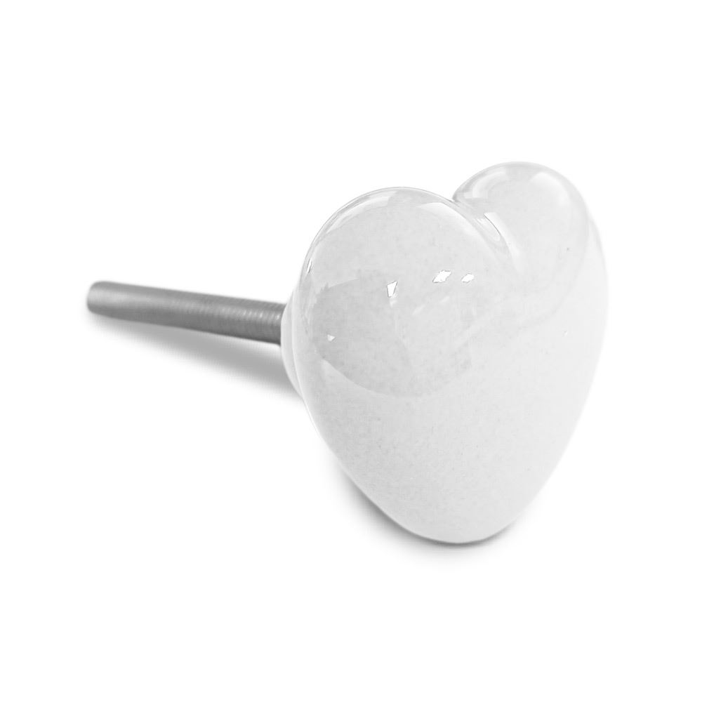 Bouton de meuble coeur blanc