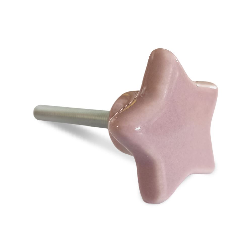 Bouton de meuble etoile rose