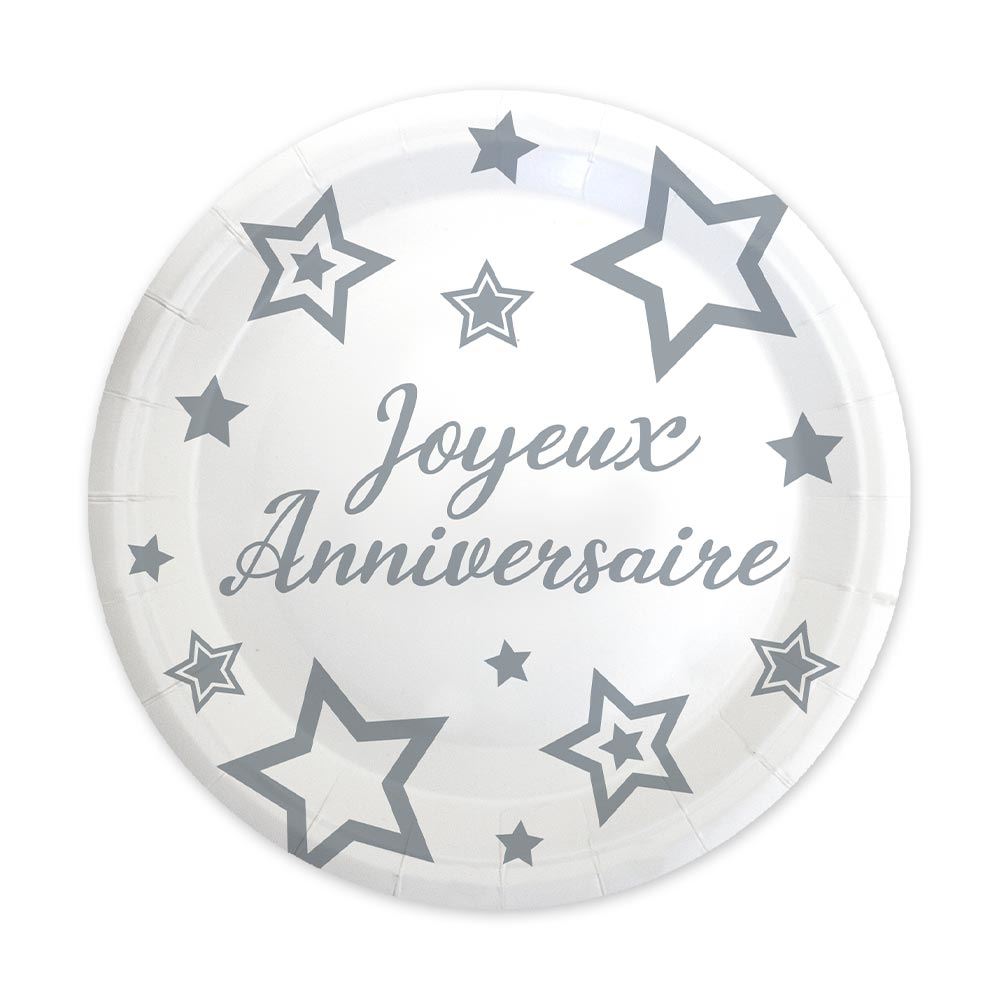 Pack 6 assiettes party chic argent