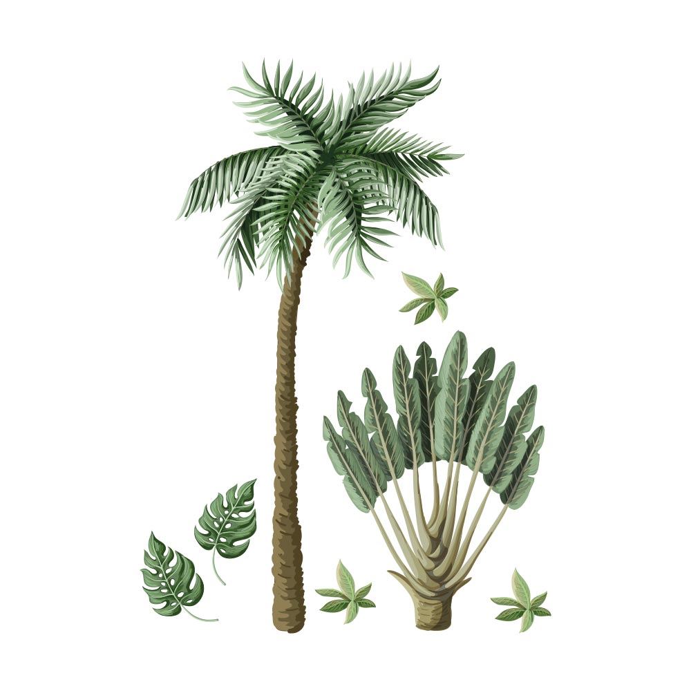 Sticker jungle retro cocotier
