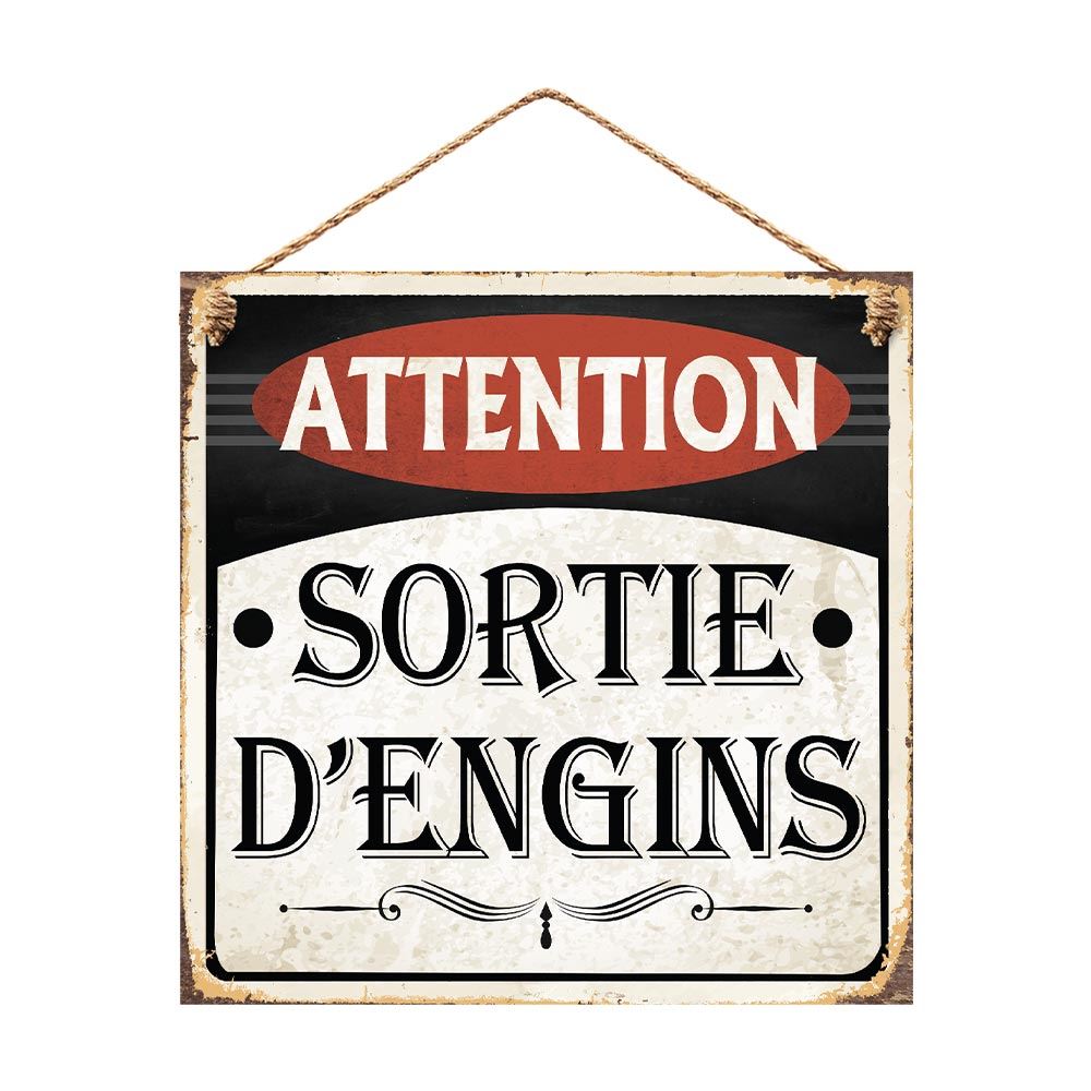Plaque metal "...sortie d engins"