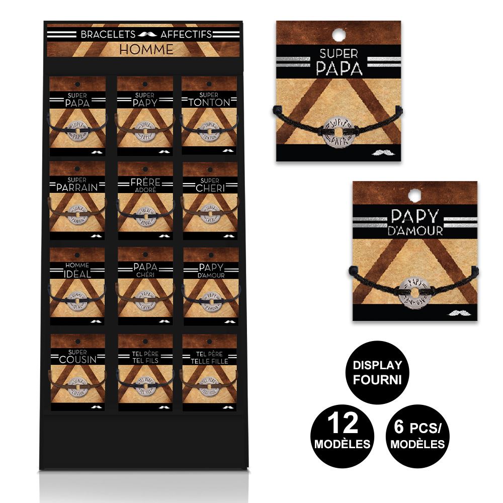 Bracelet homme 12mods /72pcs