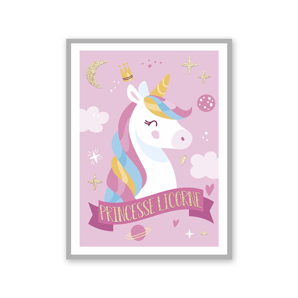 Toile princesse licorne 30x40cms