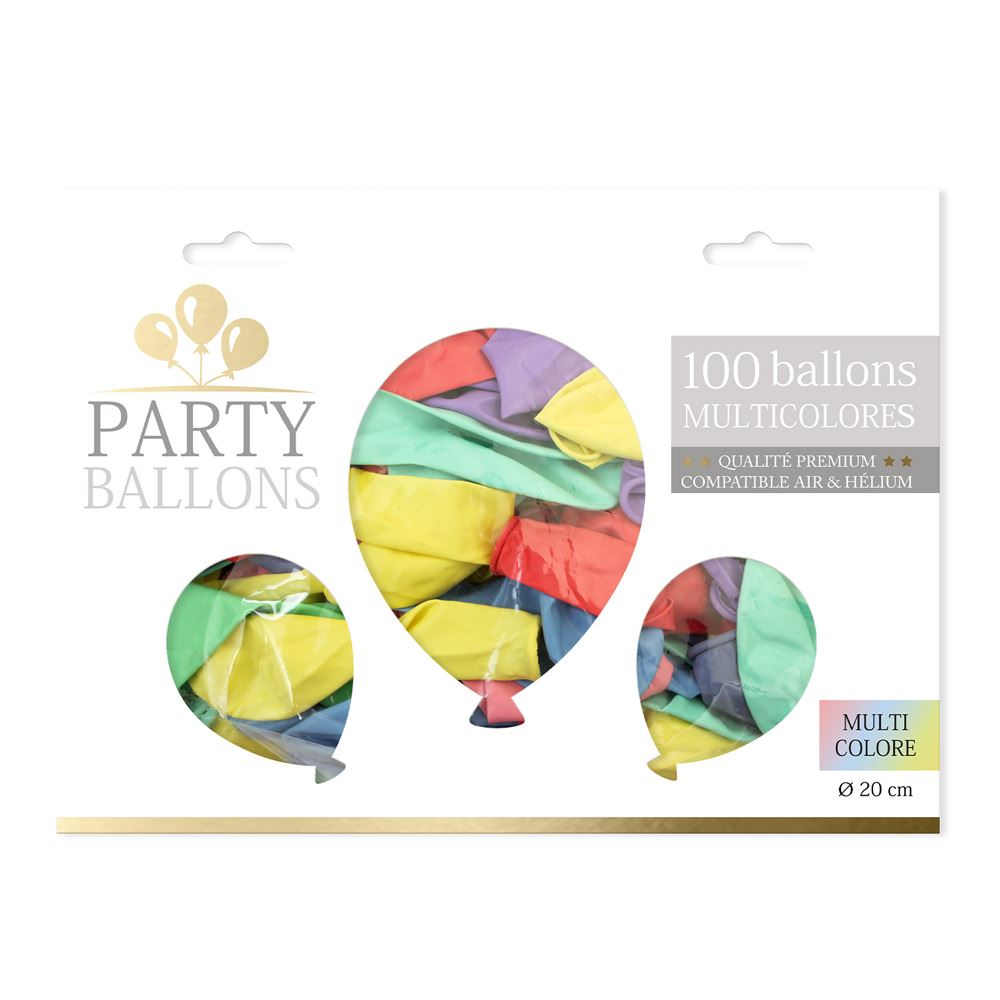 Sachet 100 ballons multicolores