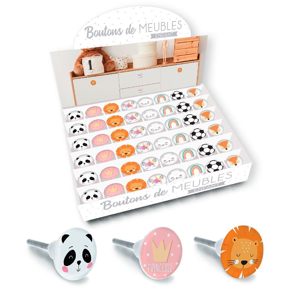 Bouton de meuble enfant 8mods /48pcs