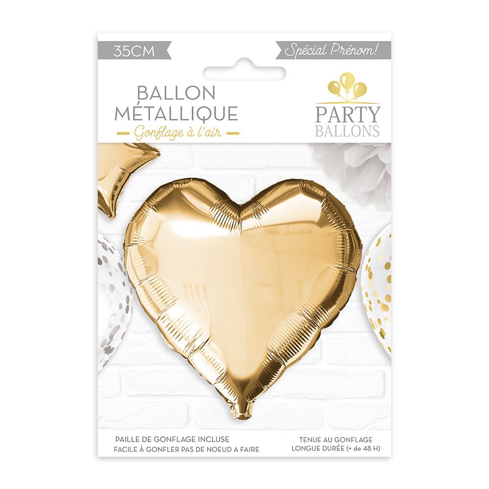 Ballon metallique dore coeur