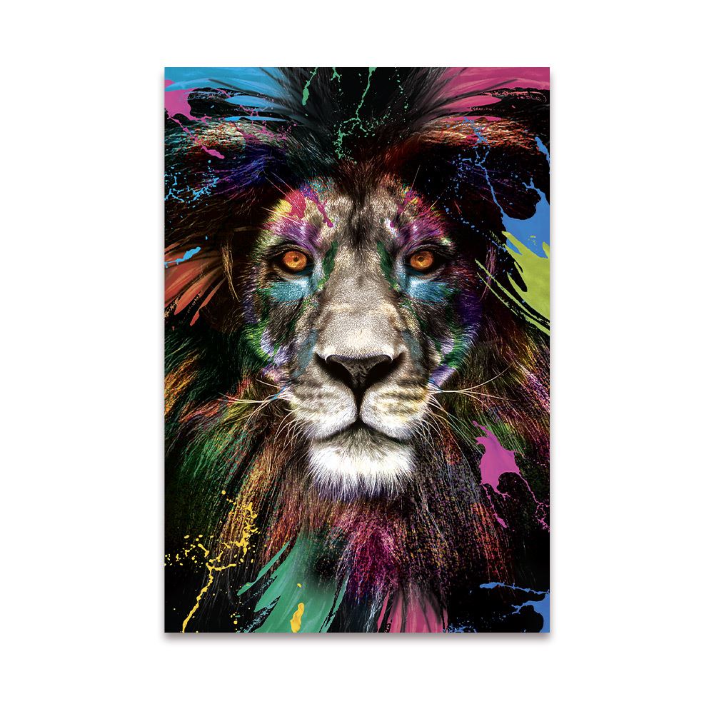 Toile lion multicolore 80x120cms