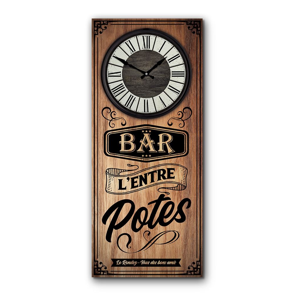 Horloge rect. "bar l entre potes"