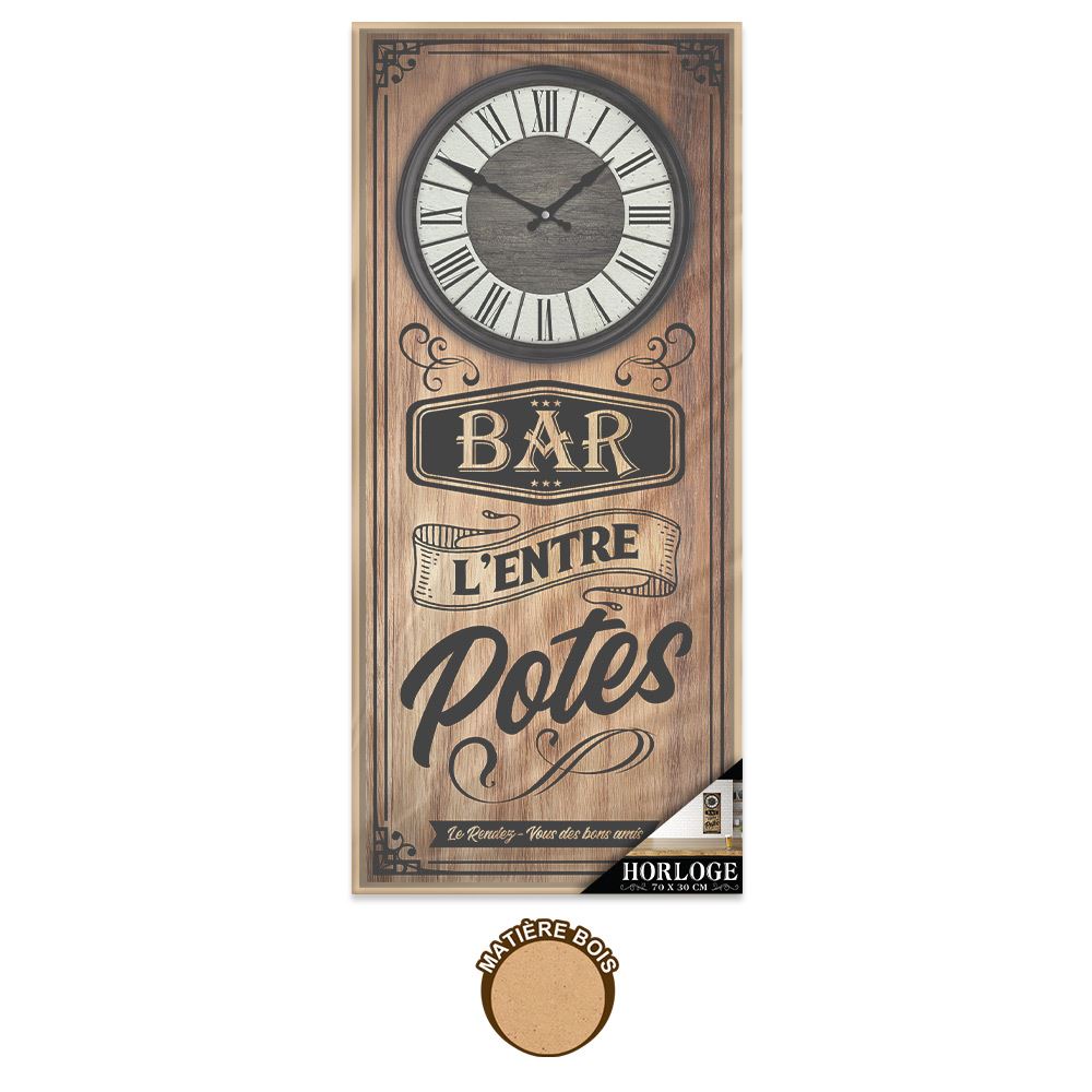 Horloge rect. "bar l entre potes"