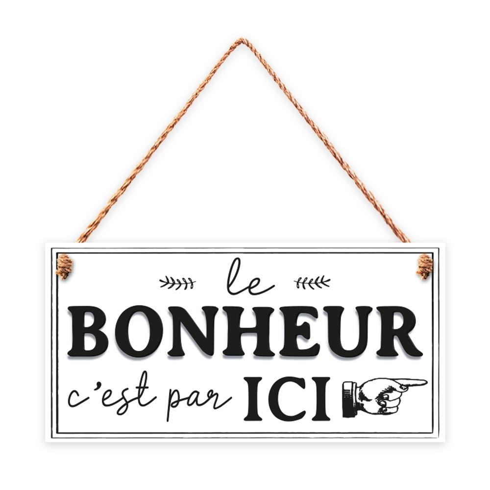 Plaque bois "le bonheur..."20x10cms