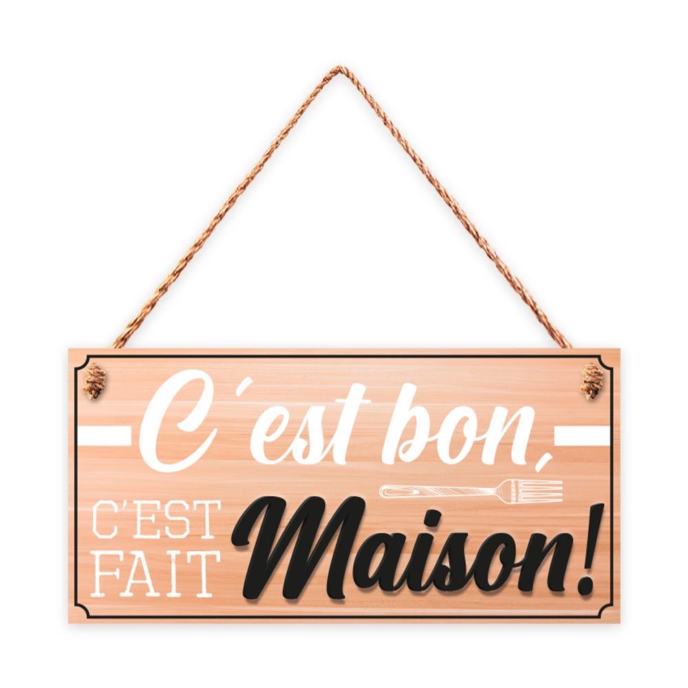 Plaque bois "fait maison..."20x10cms