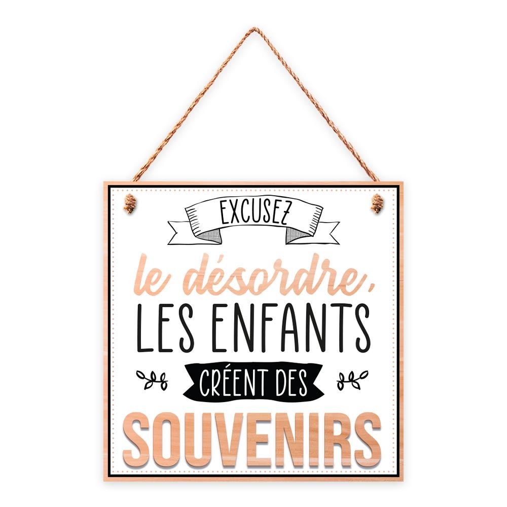 Plaque bois "desordre." 20x20cms