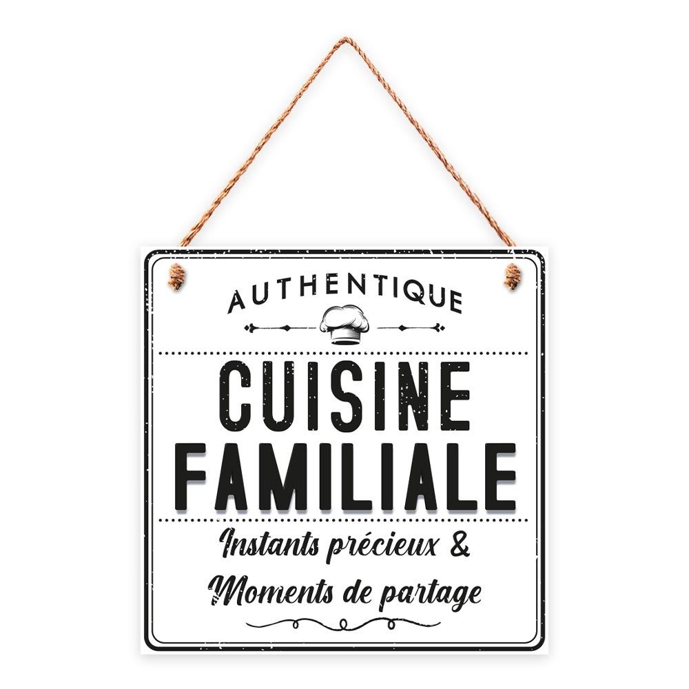 Plaque bois "cuisine..." 20x20cms