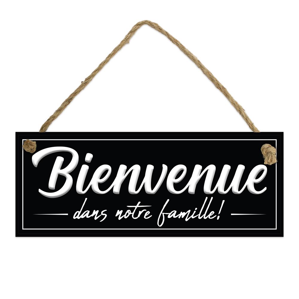 Plaque metal "bienvenue...famille"