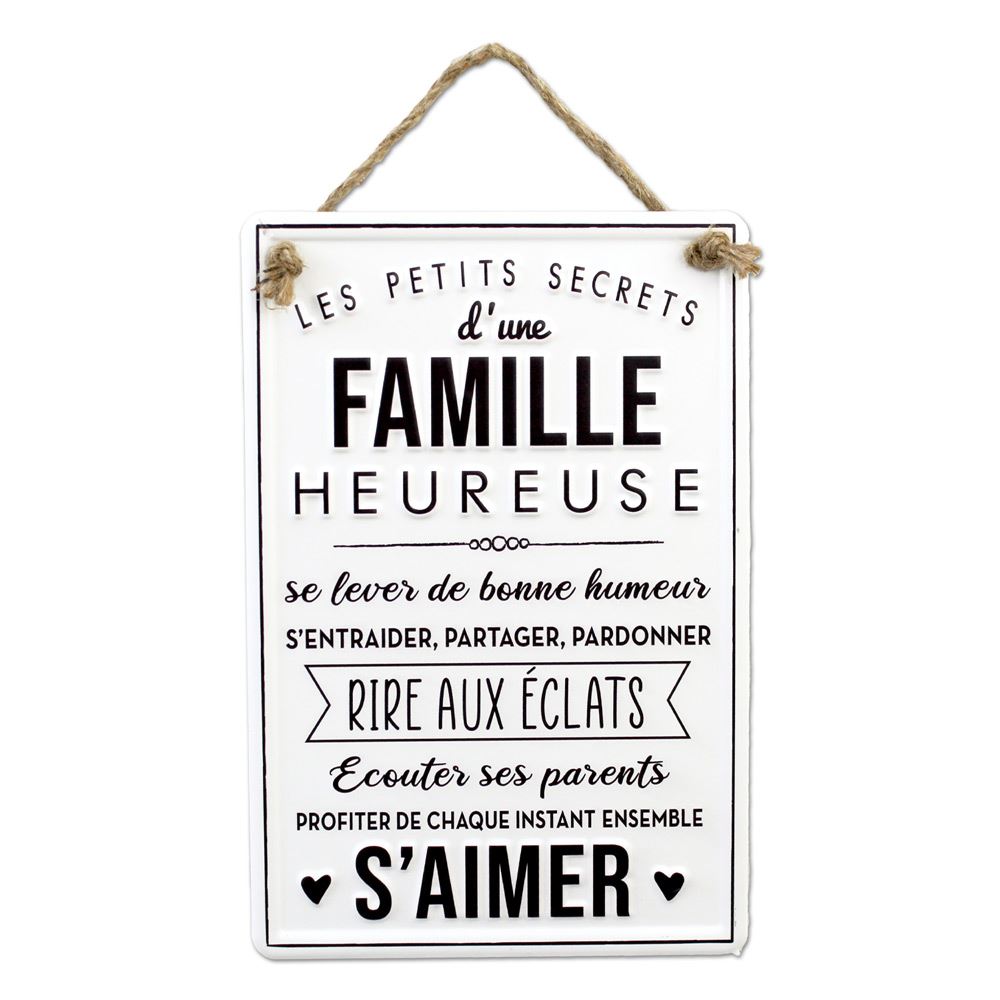 Plaque metal "famille heureuse"
