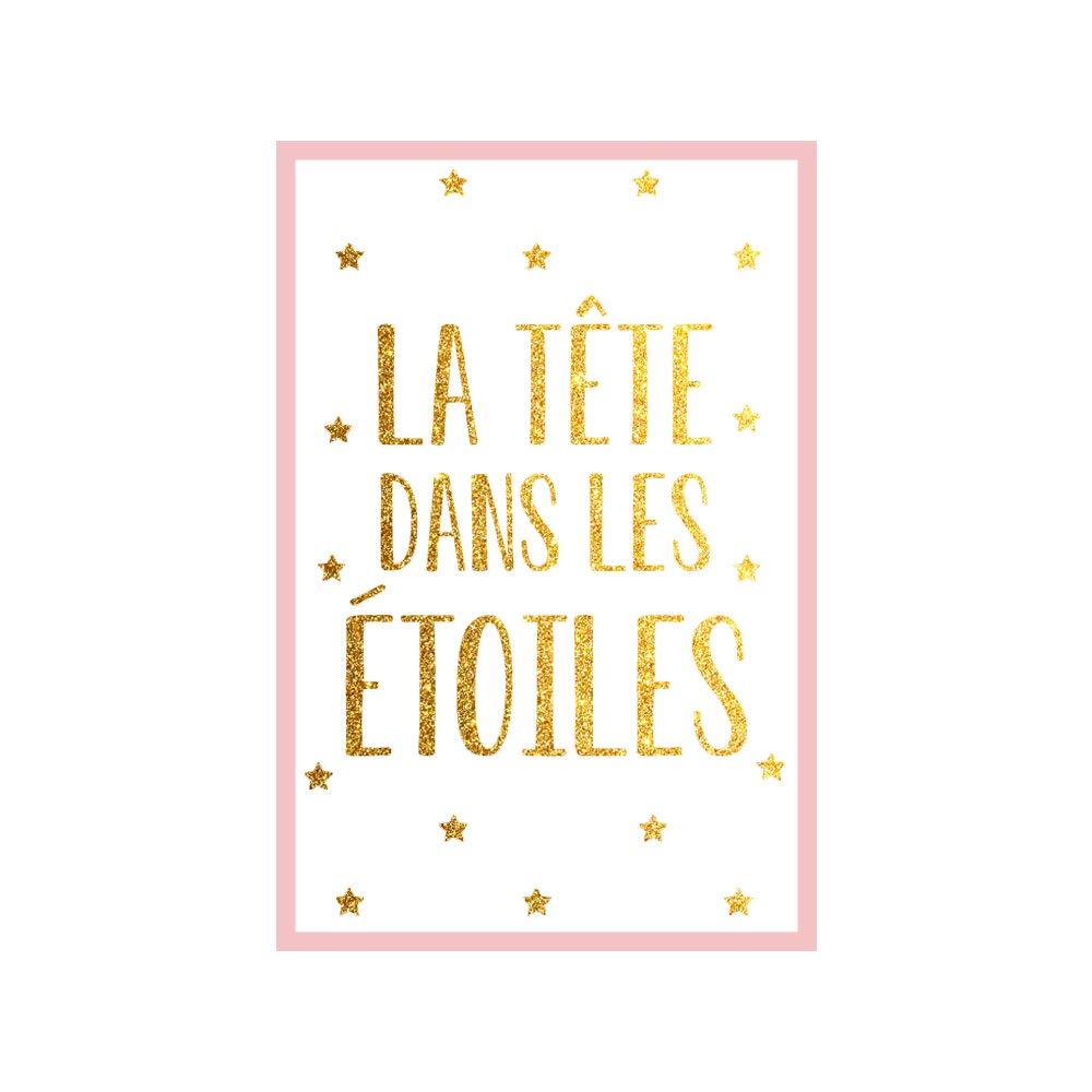 Toile "la tete dans les etoiles" 20x30cms