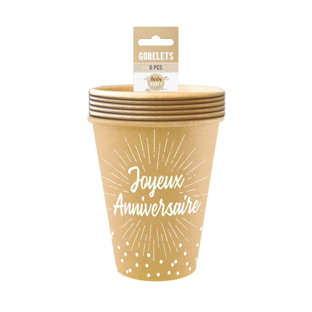 Pack 6 gobelets party kraft