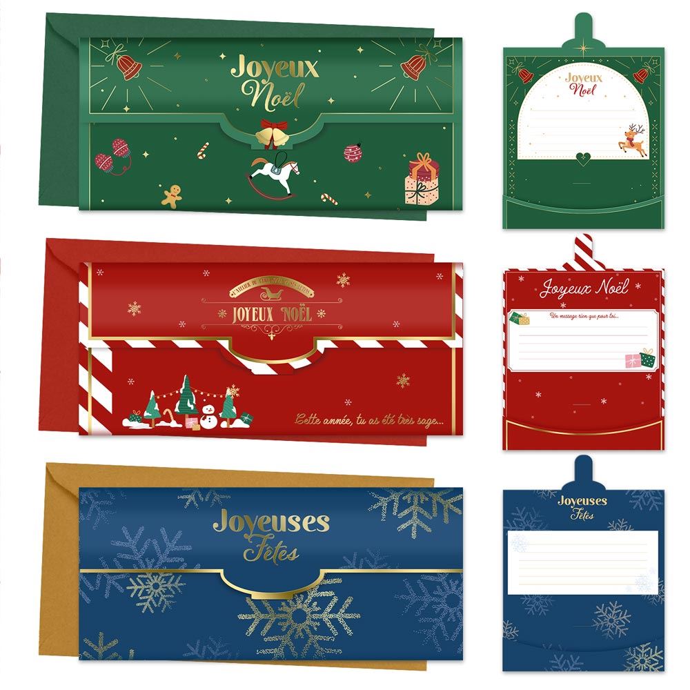 Enveloppe cadeau noel 3mods/ 72pcs