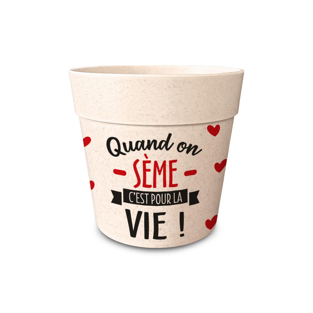 Pot/cache pot bambou 13.8x12 "quand on seme..."