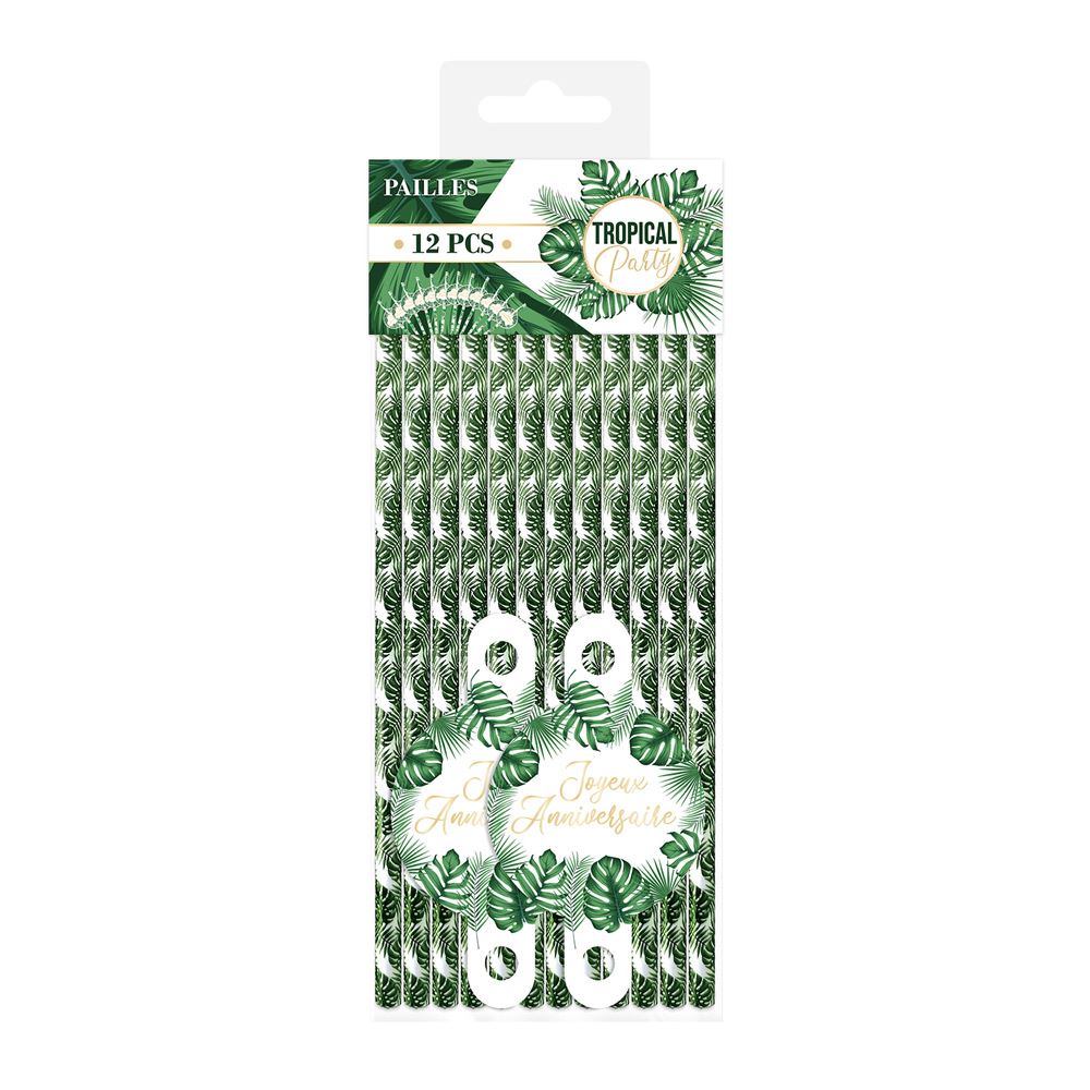 Pack 12 pailles tropical party