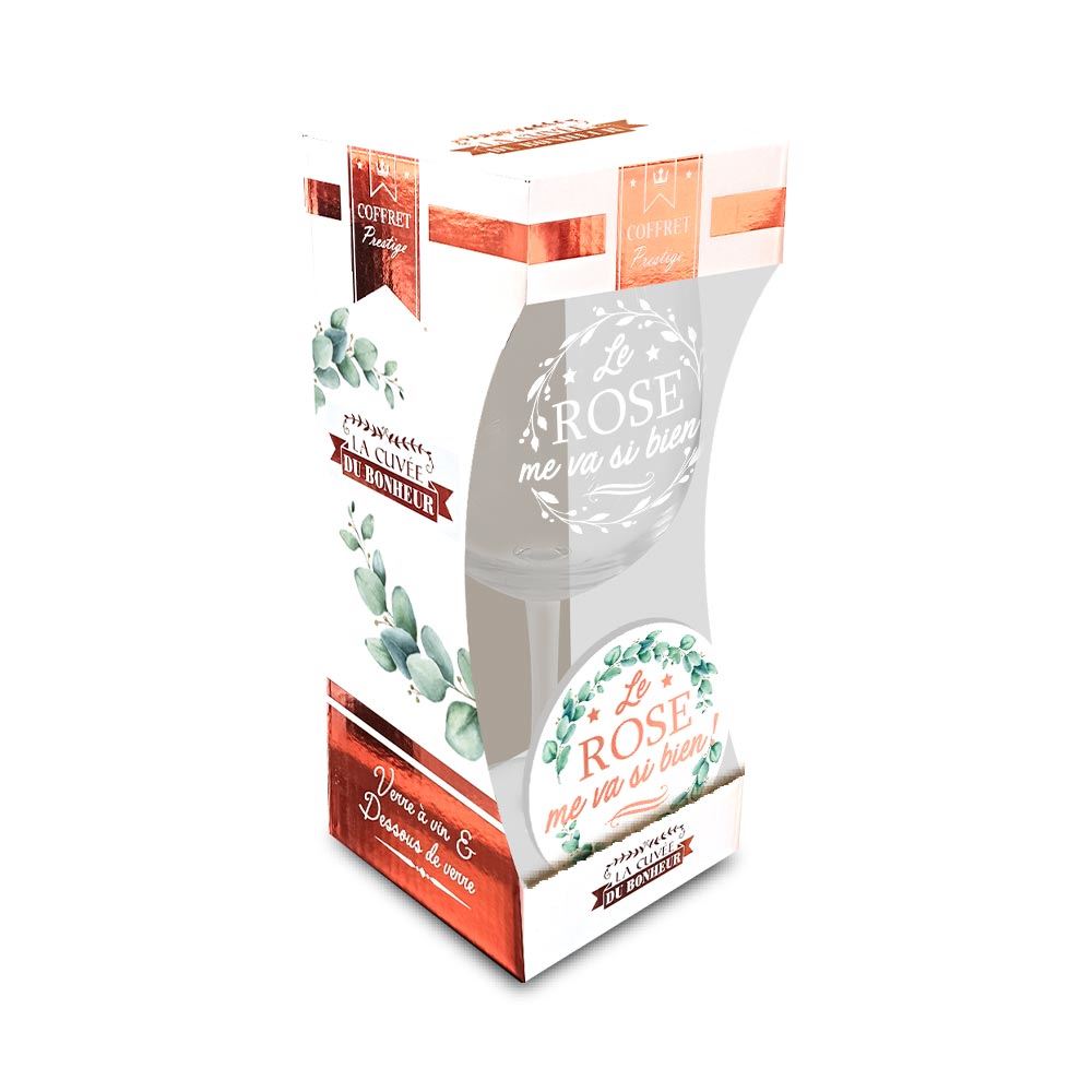 Coffret verre a vin "le rose..."
