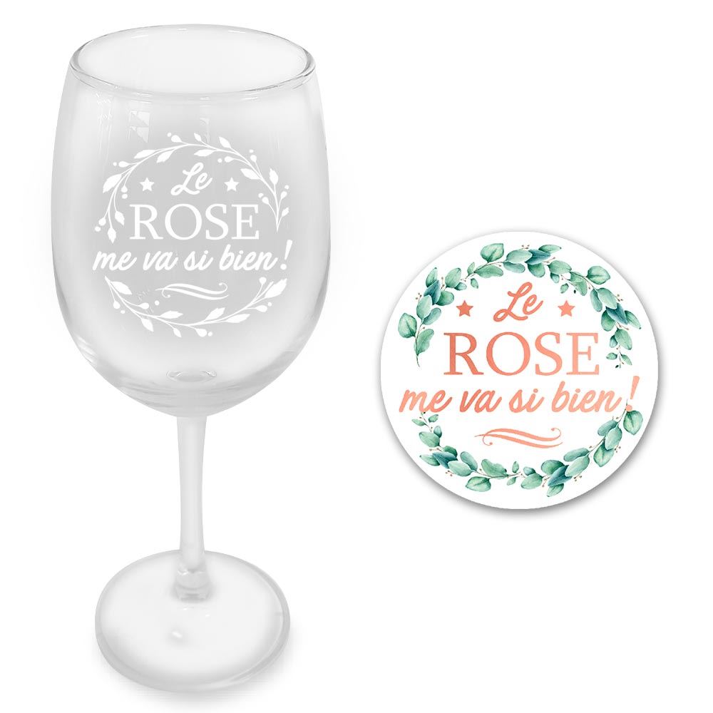 Coffret verre a vin "le rose..."