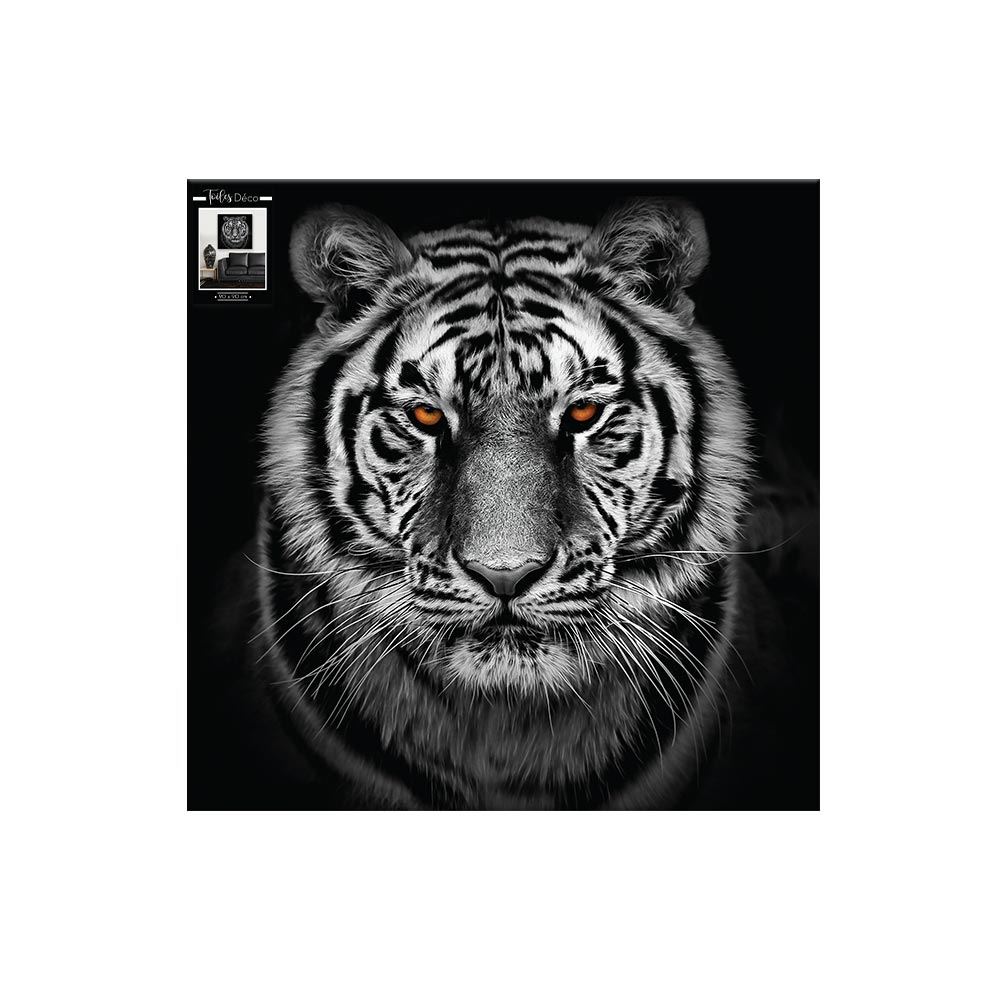 Toile tigre noir/blanc 90x90cms