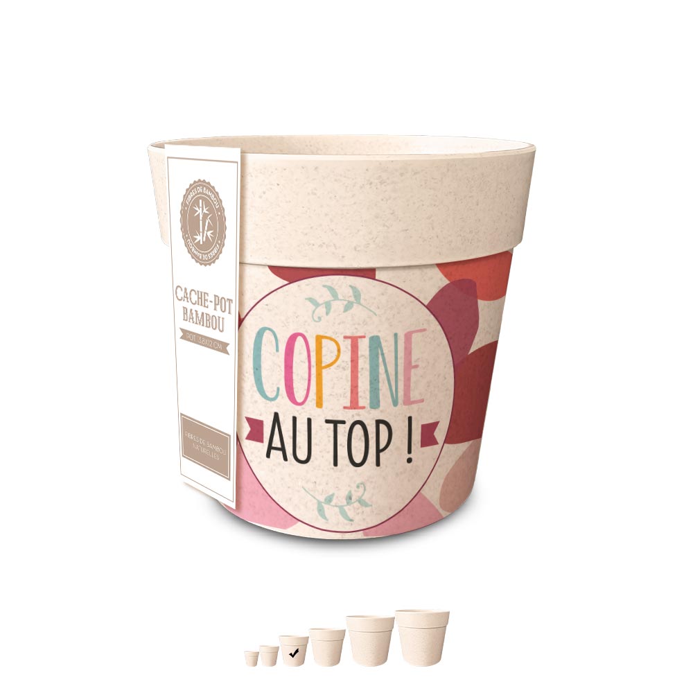 Pot/cache pot bambou "copine"
