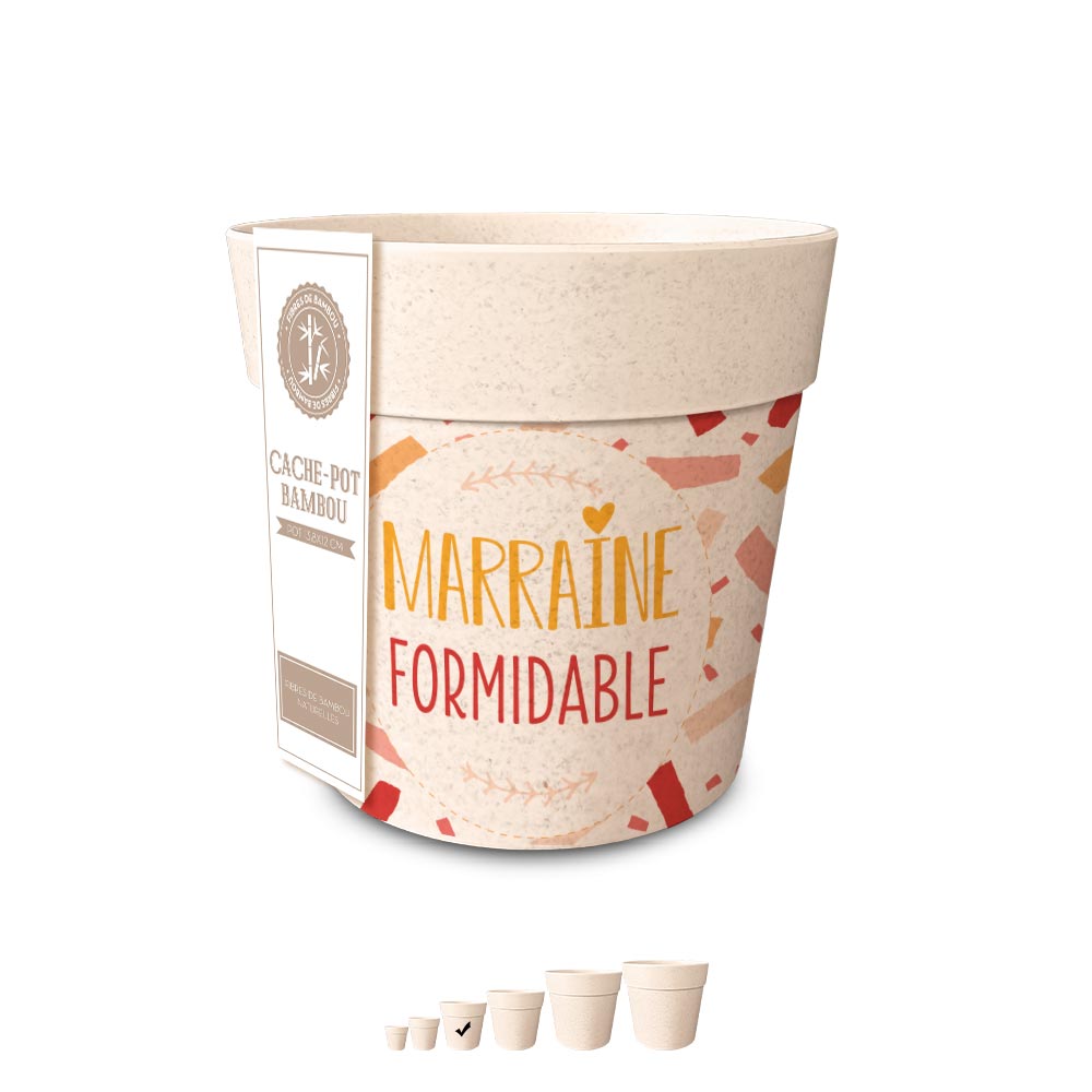 Pot/cache pot bambou "marraine"