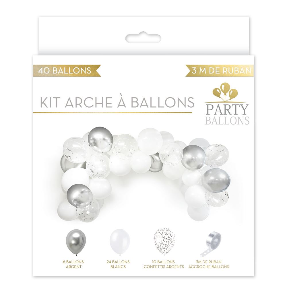Kit arche a ballons argent