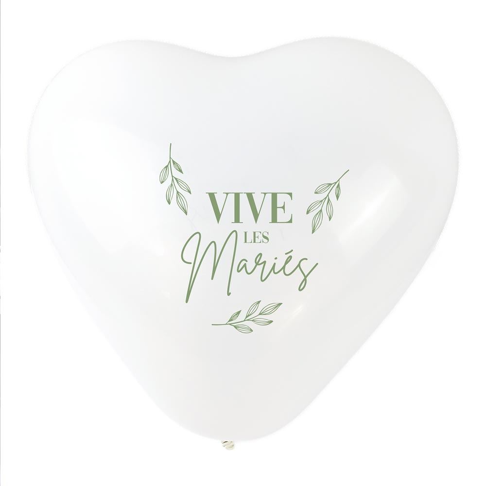 Sachet 8 ballons cŒurs "vive les maries"