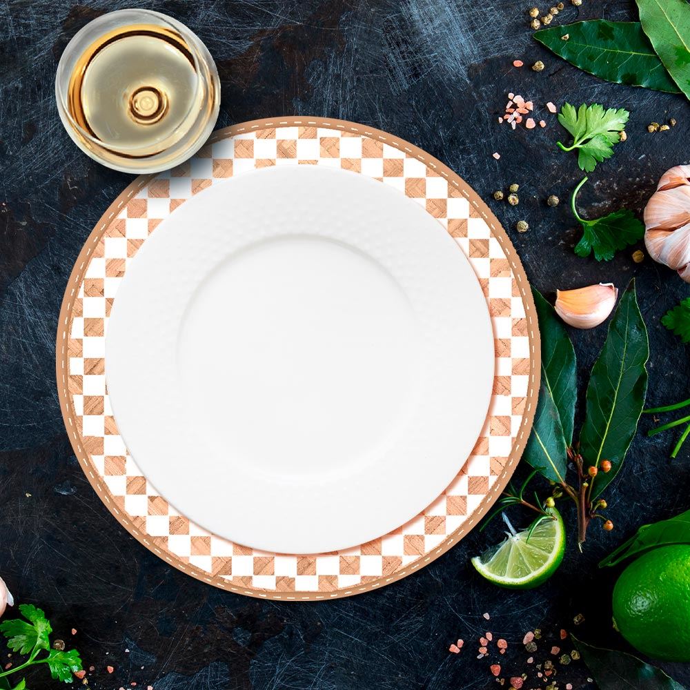 Set de table tresse carreaux blanc