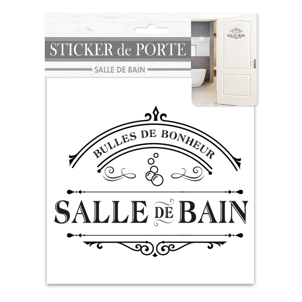 Sticker porte "salle de bain" bulles